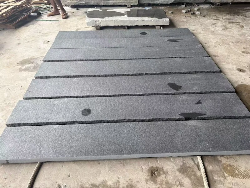 Cambodia Black Bush-Hammered Steps